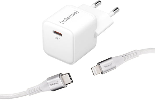 INTENSO Power Charger 30W GaN 1x USB-C 7803052 +Cable USB-C - Lightning white Idealshop