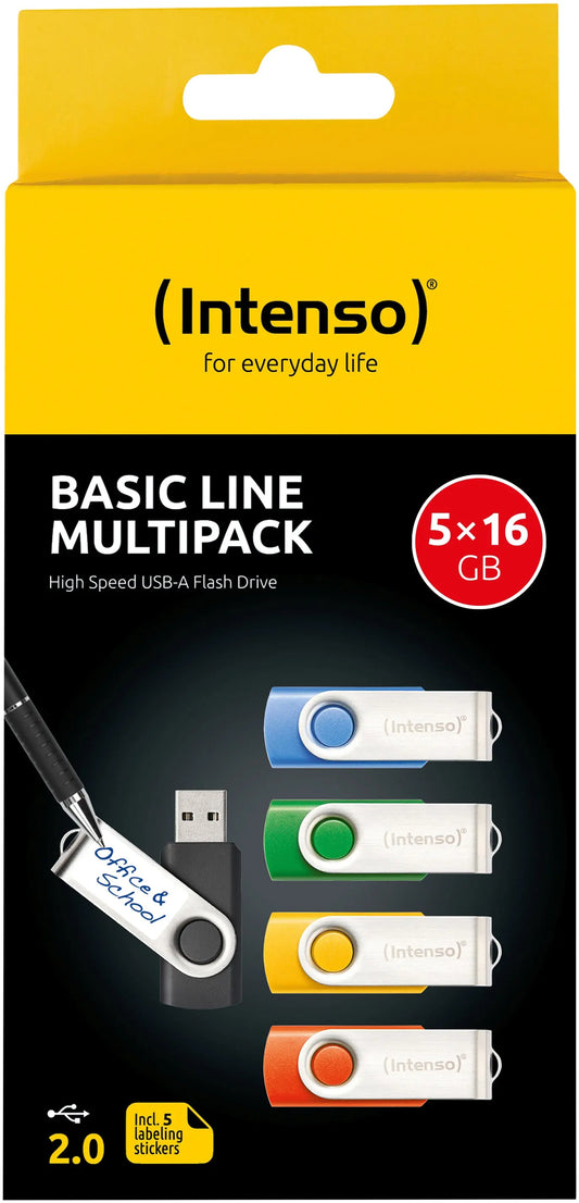INTENSO USB-Stick Basic Line 5x16GB 3503575 UBS 2.0 Multipack Idealshop