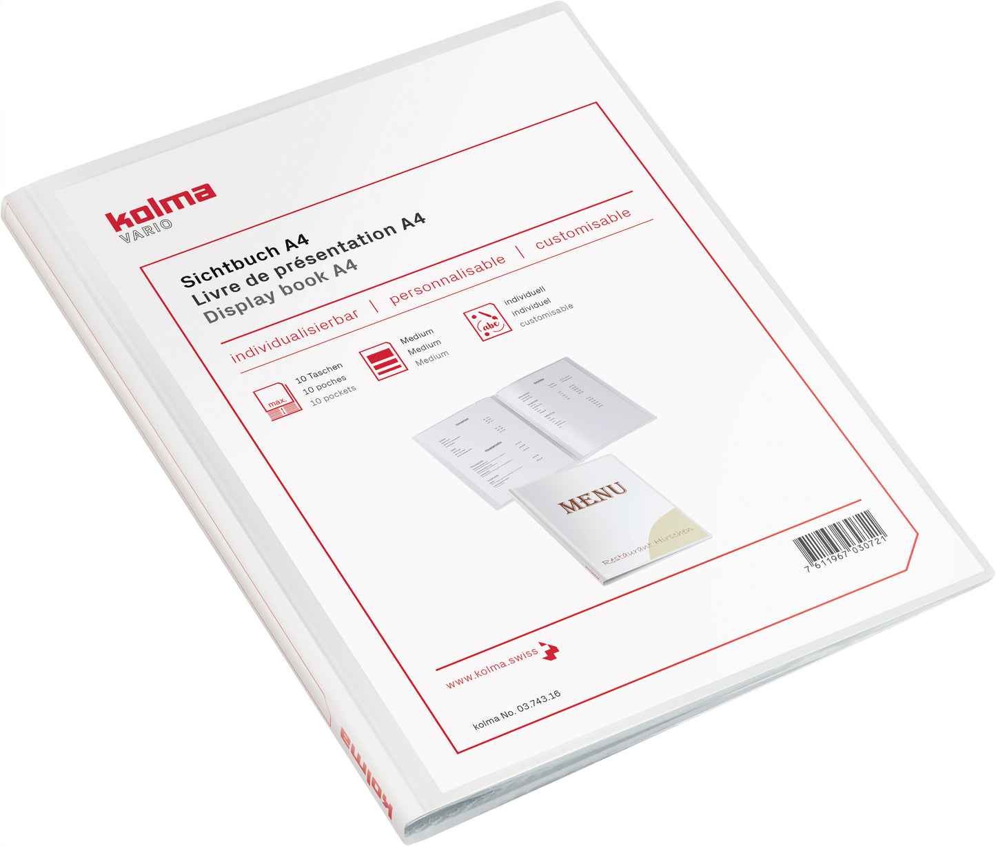 KOLMA Sichtbuch Vario A4 03.743.16 weiss 10 Taschen Idealshop