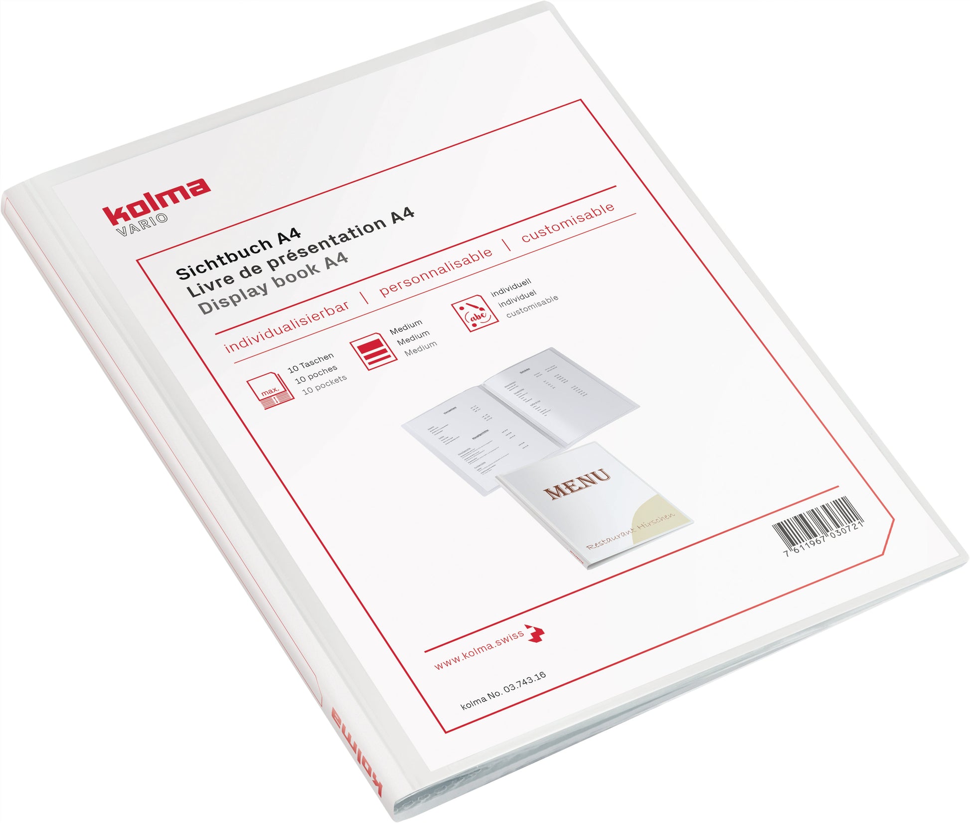 KOLMA Sichtbuch Vario A4 03.743.16 weiss 10 Taschen Idealshop