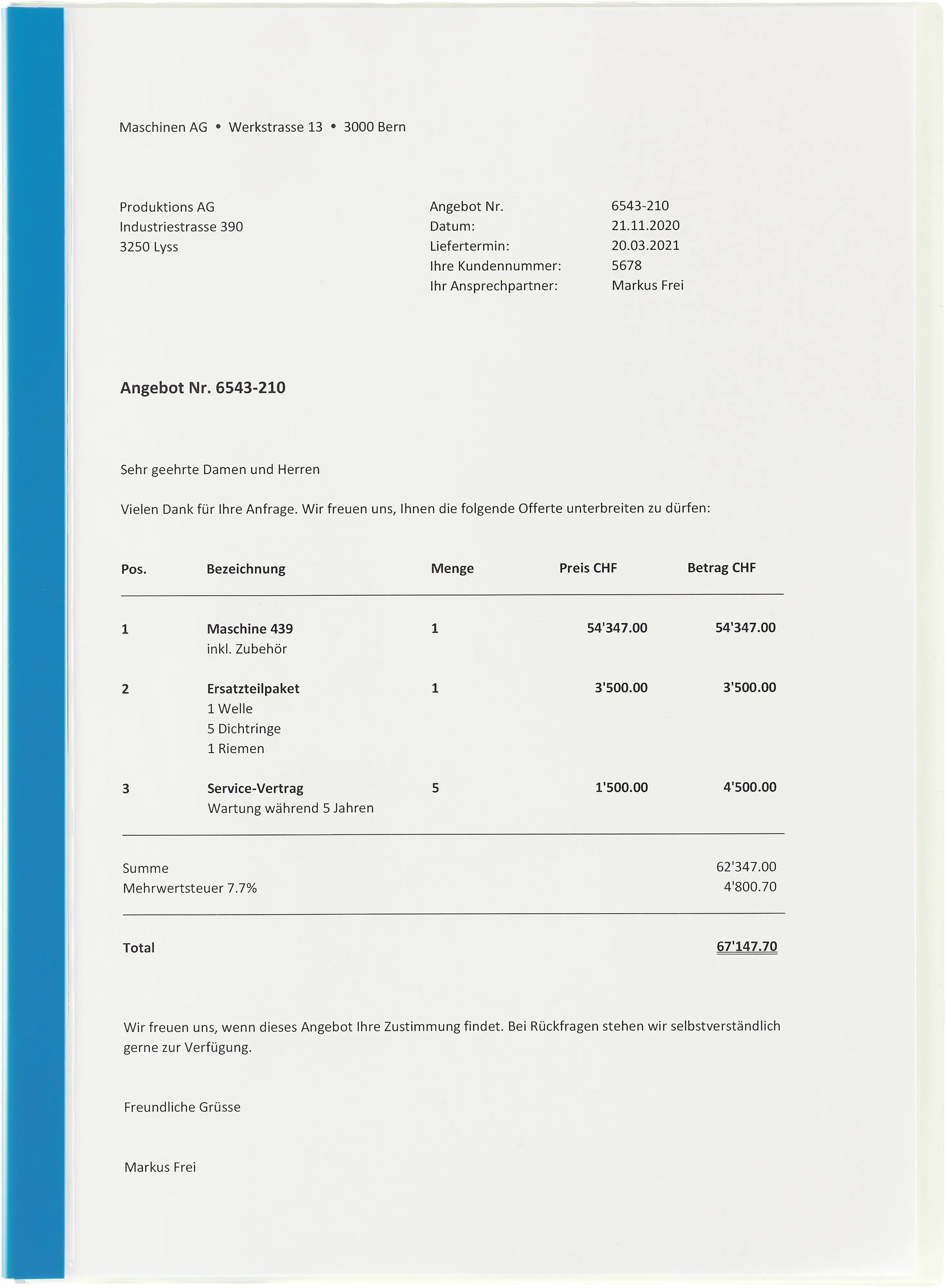 KOLMA Offertmappe Plast. A4 10.742.20 Boden opak weiss Idealshop