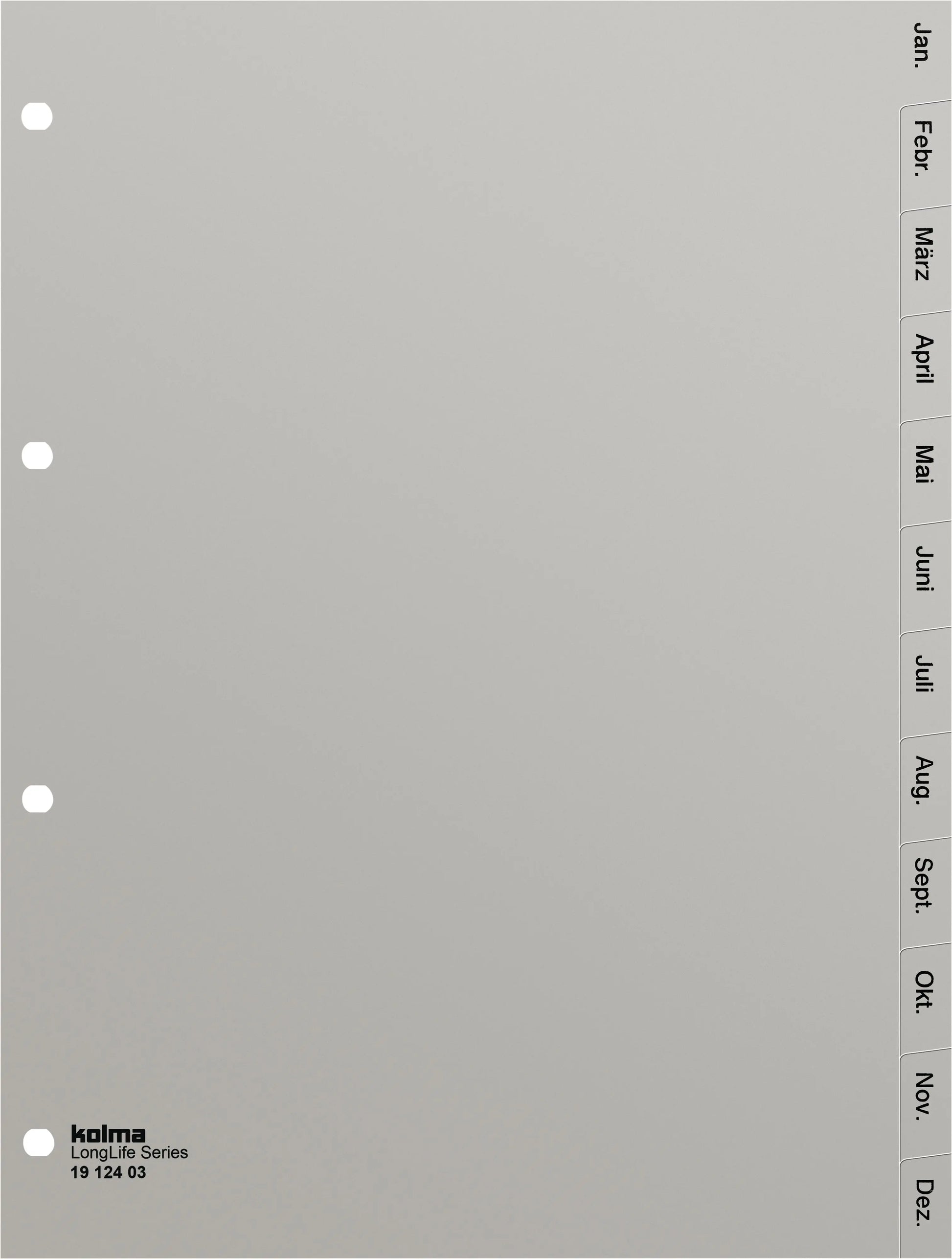 KOLMA Register LongLife A4 19.124.03 grau Jan-Dez DE Idealshop