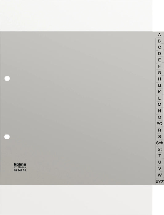 KOLMA Register PP KolmaFl. A4 1/2 H. 18.249.03 grau A-Z 24-teilig Idealshop