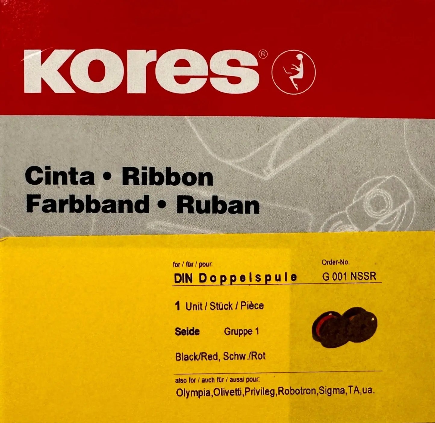 KORES Farbband Seide schwarz/rot Gr.1 Norm 13mmx10m Idealshop