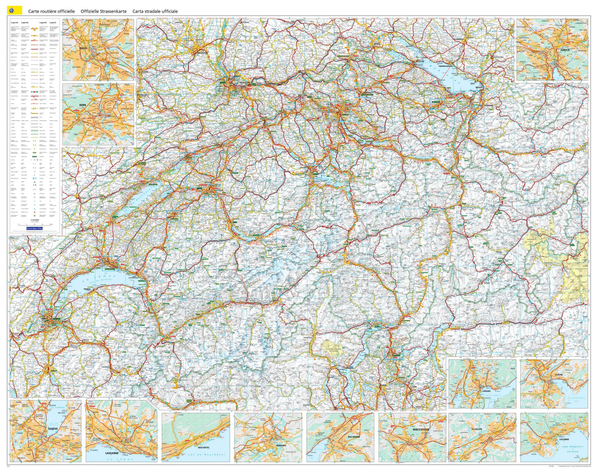 KÜMMERLY  Poster CH Strassenkarte TCS Idealshop