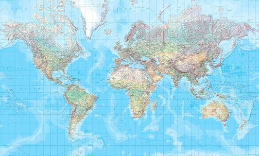 KÜMMERLY+FREY Plano-Weltkarte 202x123cm 325994016 physikalisch 1:20 Mio. Idealshop