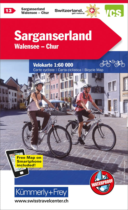 KÜMMERLY+FREY Velokarte 1:60'000 259024133 Sarganserland-Walensee-Chur Idealshop