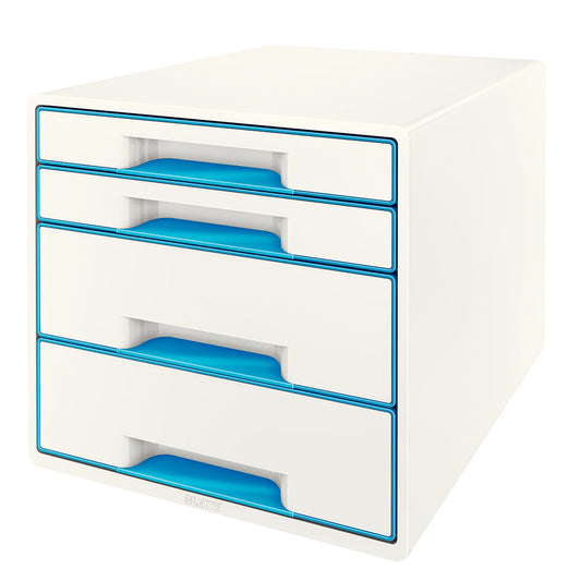 LEITZ Schubladenbox WOW Cube A4 52132036 weiss/blau, 4 Schubladen Idealshop