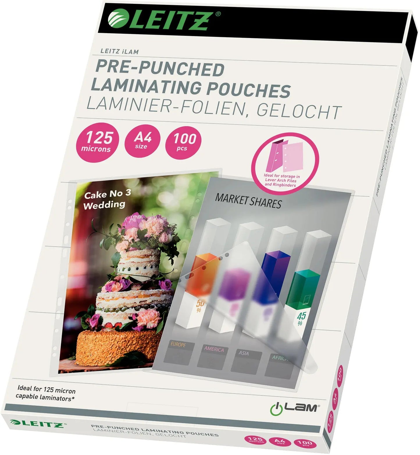 LEITZ Laminiertasche A4 33878 glanz, 125my 100 Stk Idealshop