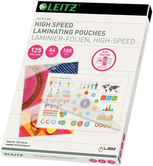 LEITZ Laminiertasche A4 74300002 glanz, 125my 100 Stk Idealshop