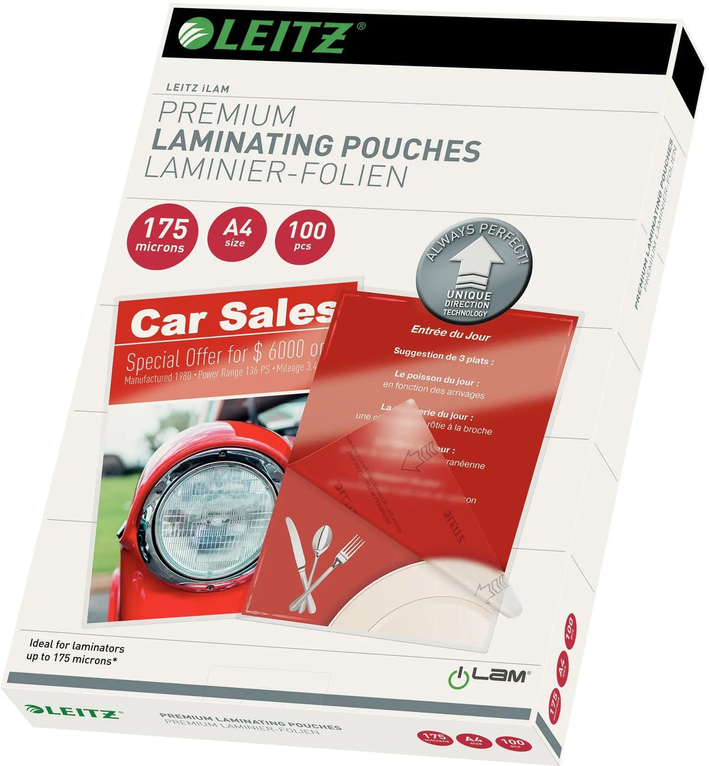 LEITZ Laminiertasche A4 74830000 glanz, 175my 100 Stk Idealshop