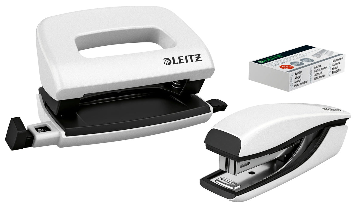 LEITZ Locher/Hefter NeXXt WOW 5561 55612001 perlweiss, Bundle 10 Blatt Idealshop