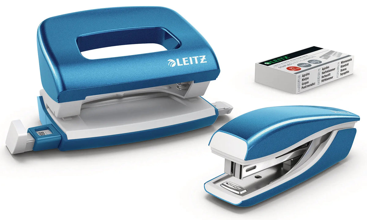 LEITZ Locher/Hefter NeXXt WOW 5561 55612036 blau, Bundle 10 Blatt Idealshop
