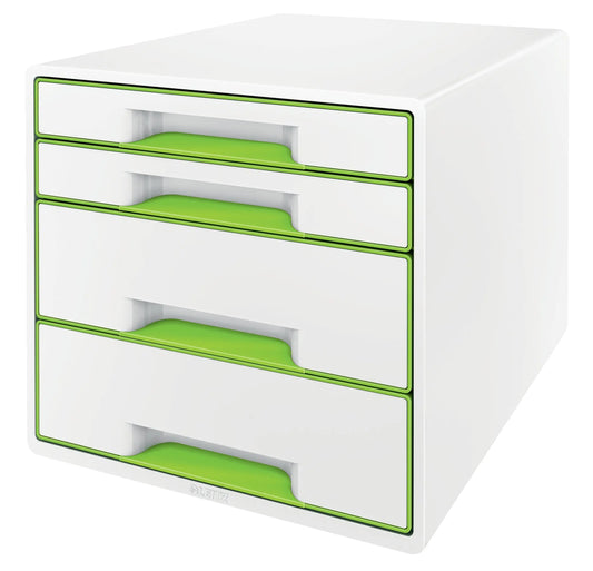 LEITZ Schubladenbox WOW Cube A4 5213-20-54 weiss/grün, 4 Schubladen Idealshop