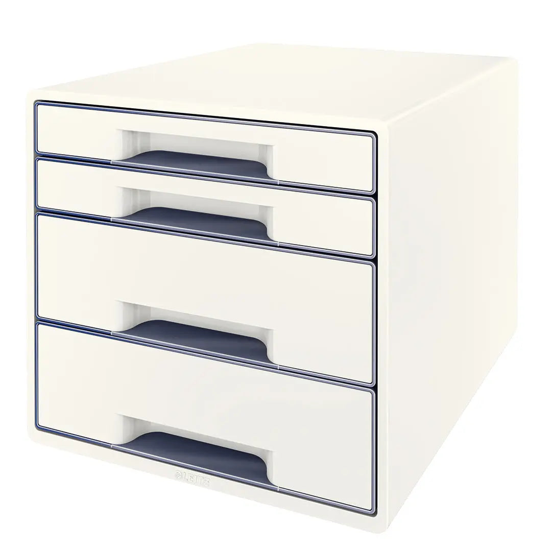 LEITZ Schubladenbox WOW Cube A4 52132001 weiss/grau, 4 Schubladen Idealshop