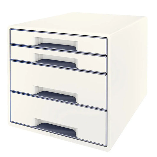 LEITZ Schubladenbox WOW Cube A4 52132001 weiss/grau, 4 Schubladen Idealshop