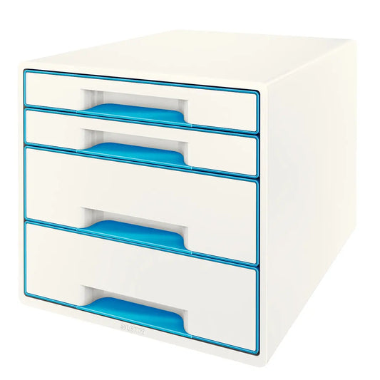 LEITZ Schubladenbox WOW Cube A4 52132036 weiss/blau, 4 Schubladen Idealshop