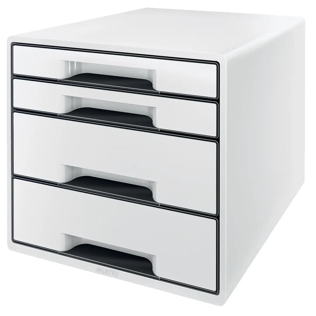 LEITZ Schubladenbox WOW Cube A4 5252-10-01 weiss/schwarz, 4 Schubladen Idealshop