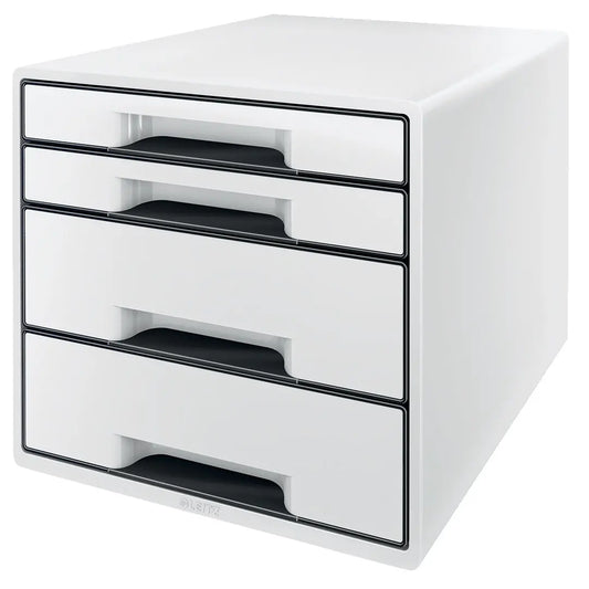 LEITZ Schubladenbox WOW Cube A4 5252-10-01 weiss/schwarz, 4 Schubladen Idealshop
