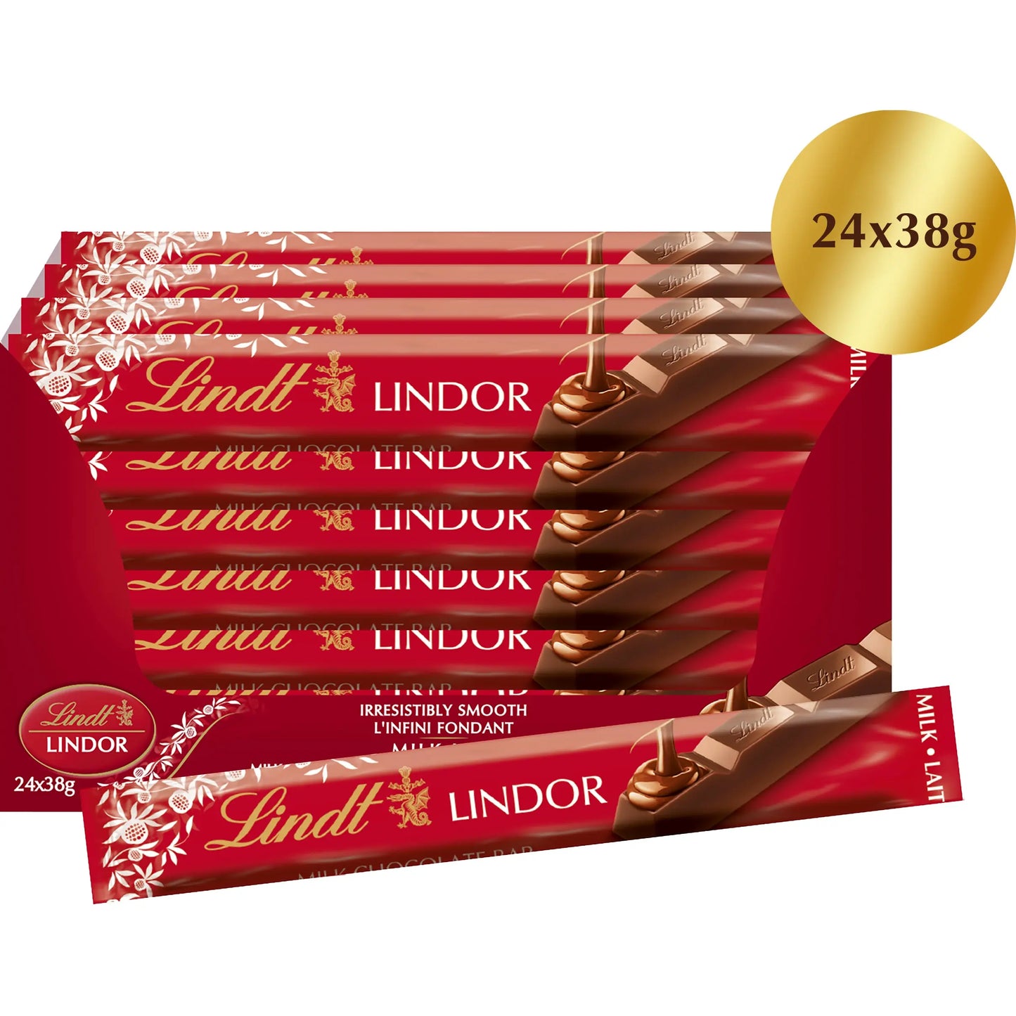 LINDT Schokoladenriegel 631318 Lindor Milch 24x38g Idealshop