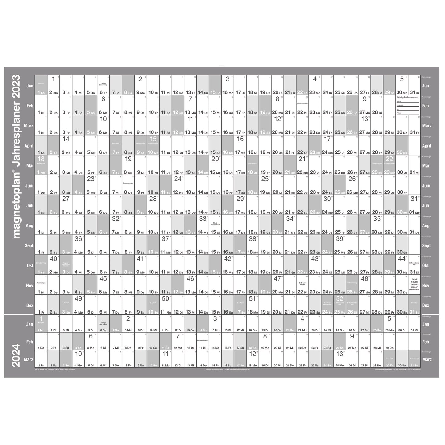 MAGNETOP. Jahresplaner-Folie Idealshop
