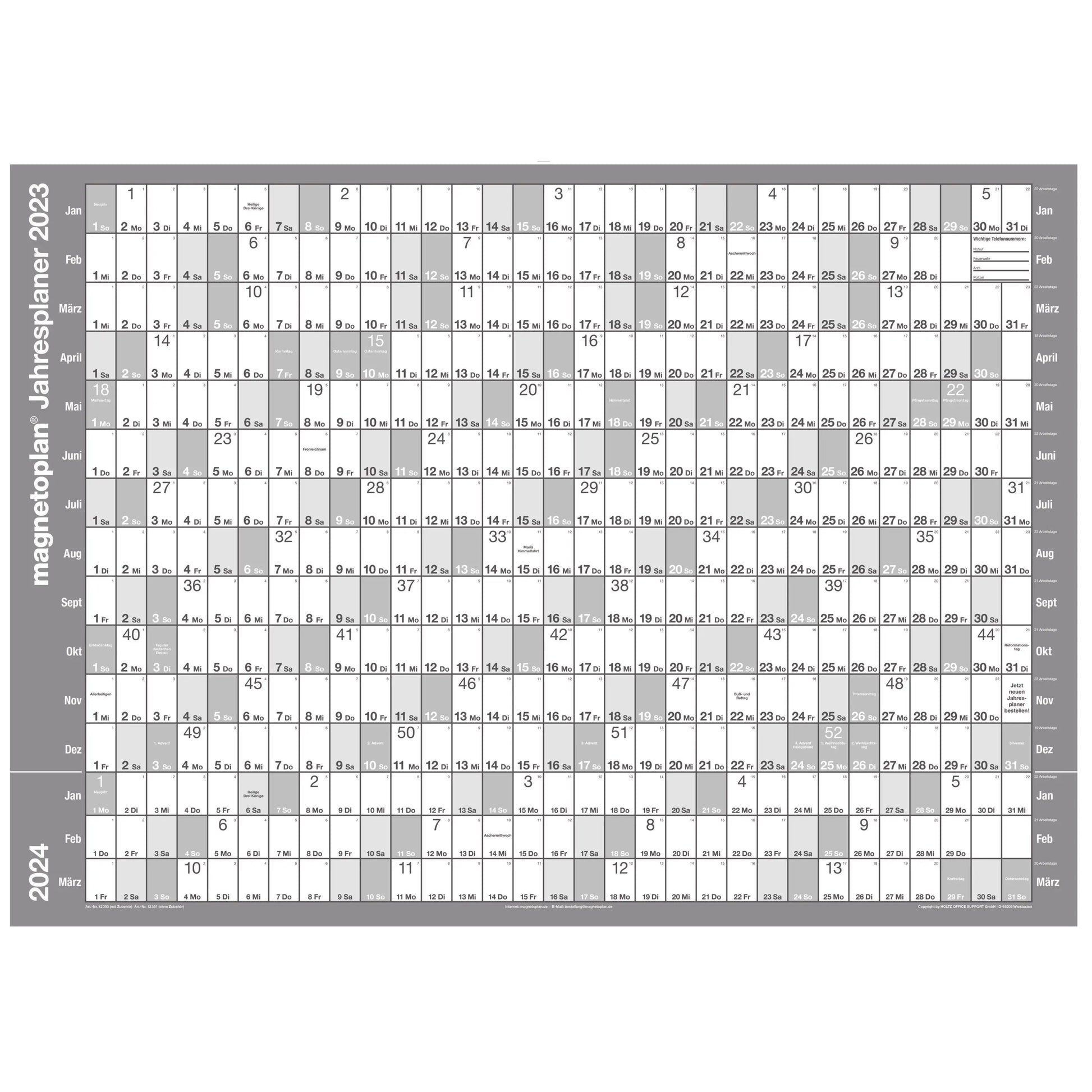 MAGNETOPLAN Jahresplaner-Folie 1235021 835x590mm 2026 Idealshop