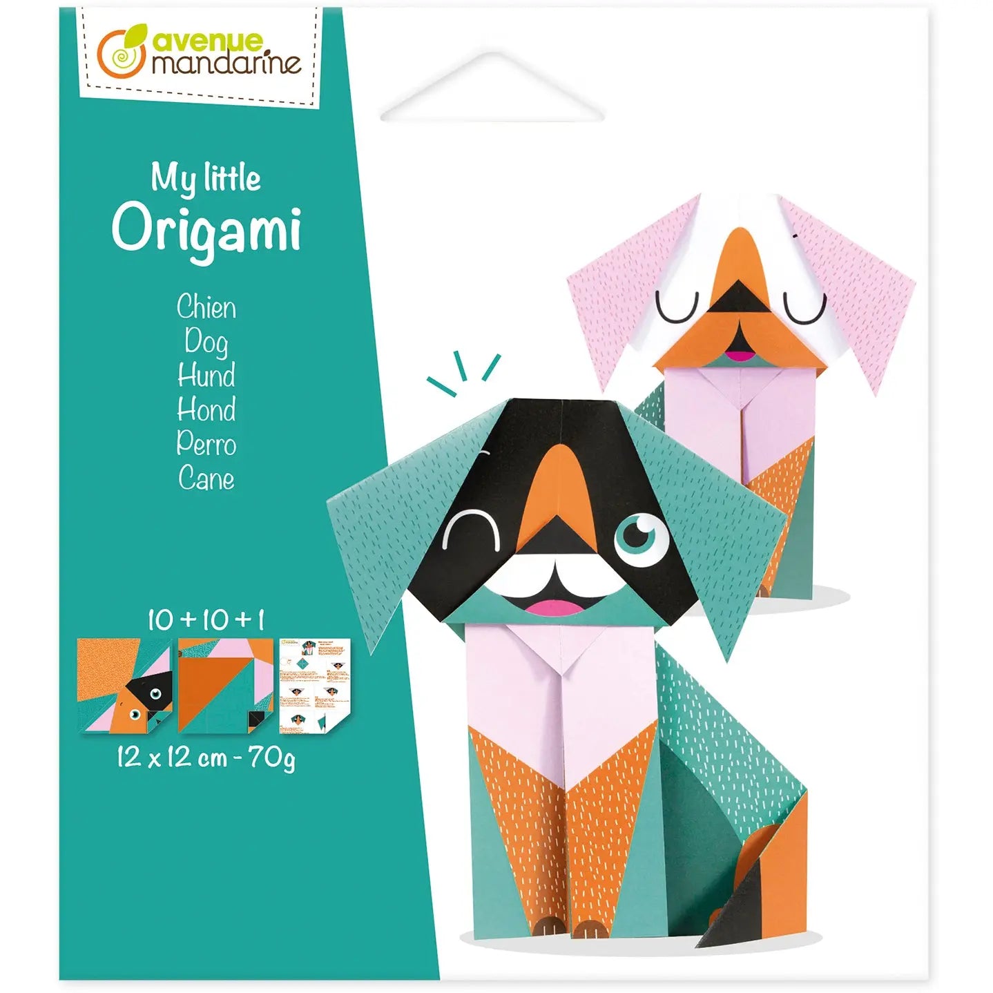 MANDARINE Origamipapier 12x12cm OR509C Mon petit Hund 20 Blatt Idealshop