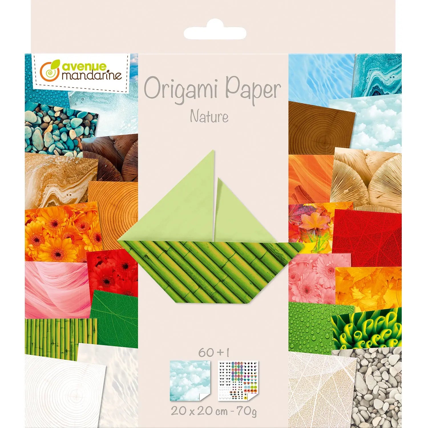 MANDARINE Origamipapier 20x20cm 52503MD Natur 70g 60 Blatt Idealshop
