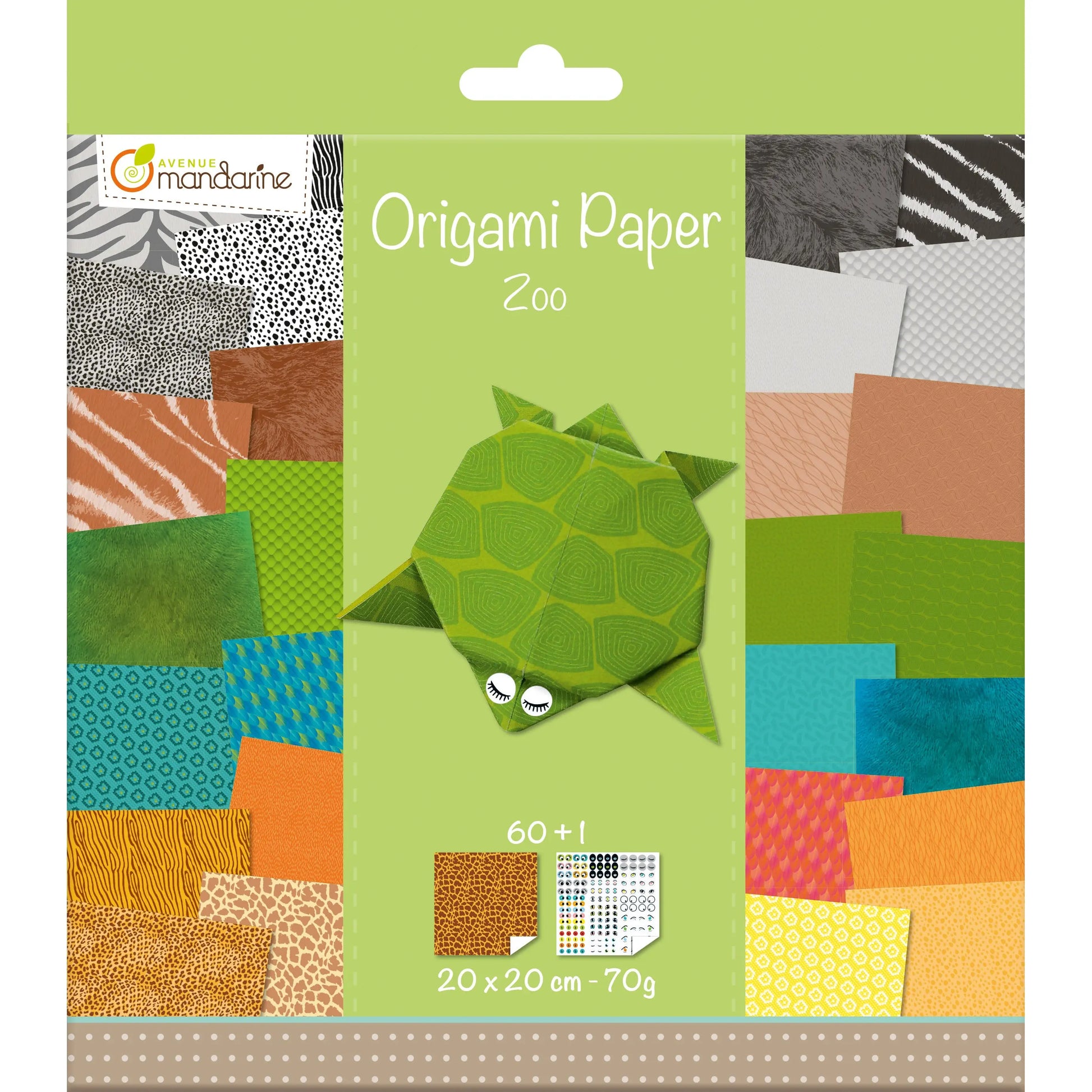 MANDARINE Origamipapier 20x20cm 52504MD Zoo 70g 60 Blatt Idealshop