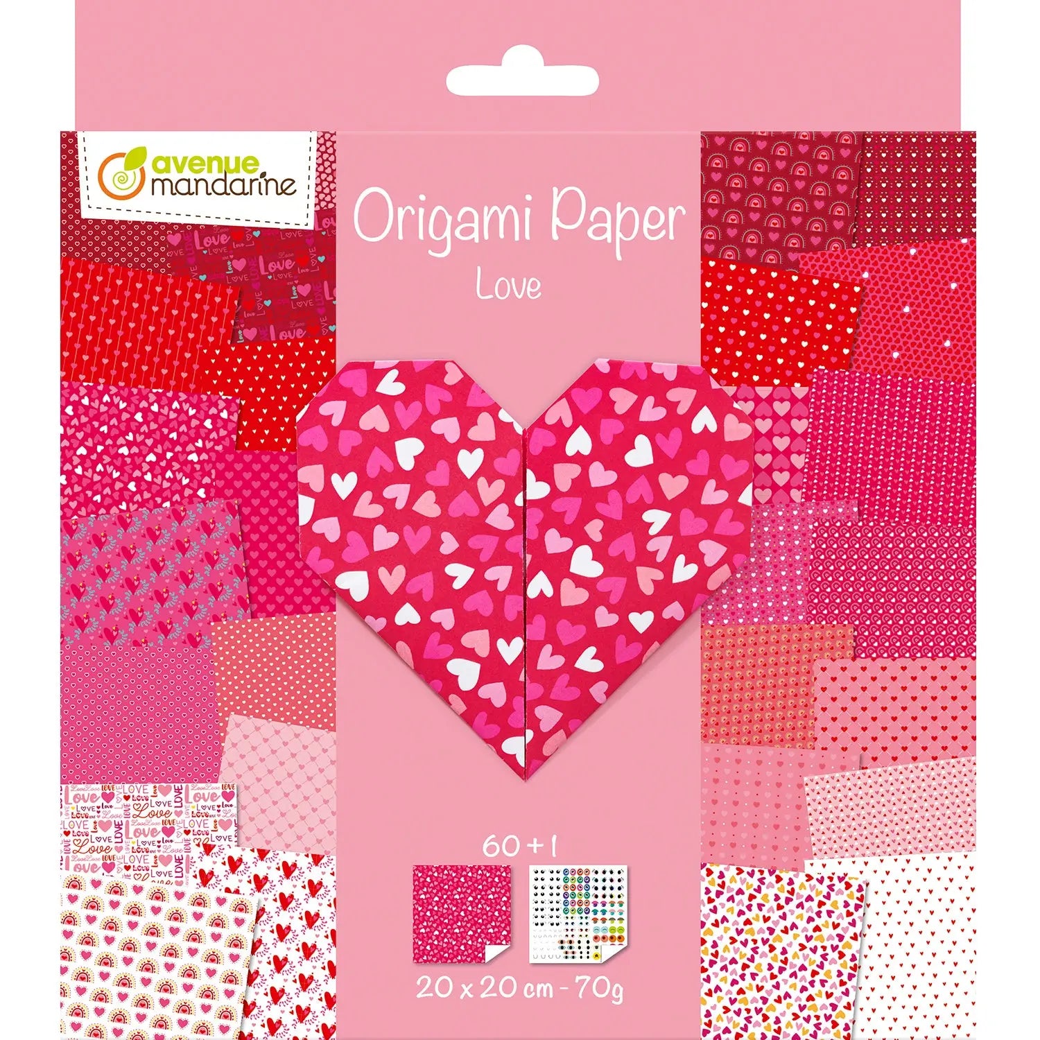 MANDARINE Origamipapier 20x20cm OR518C Love 70g 60 Blatt Idealshop