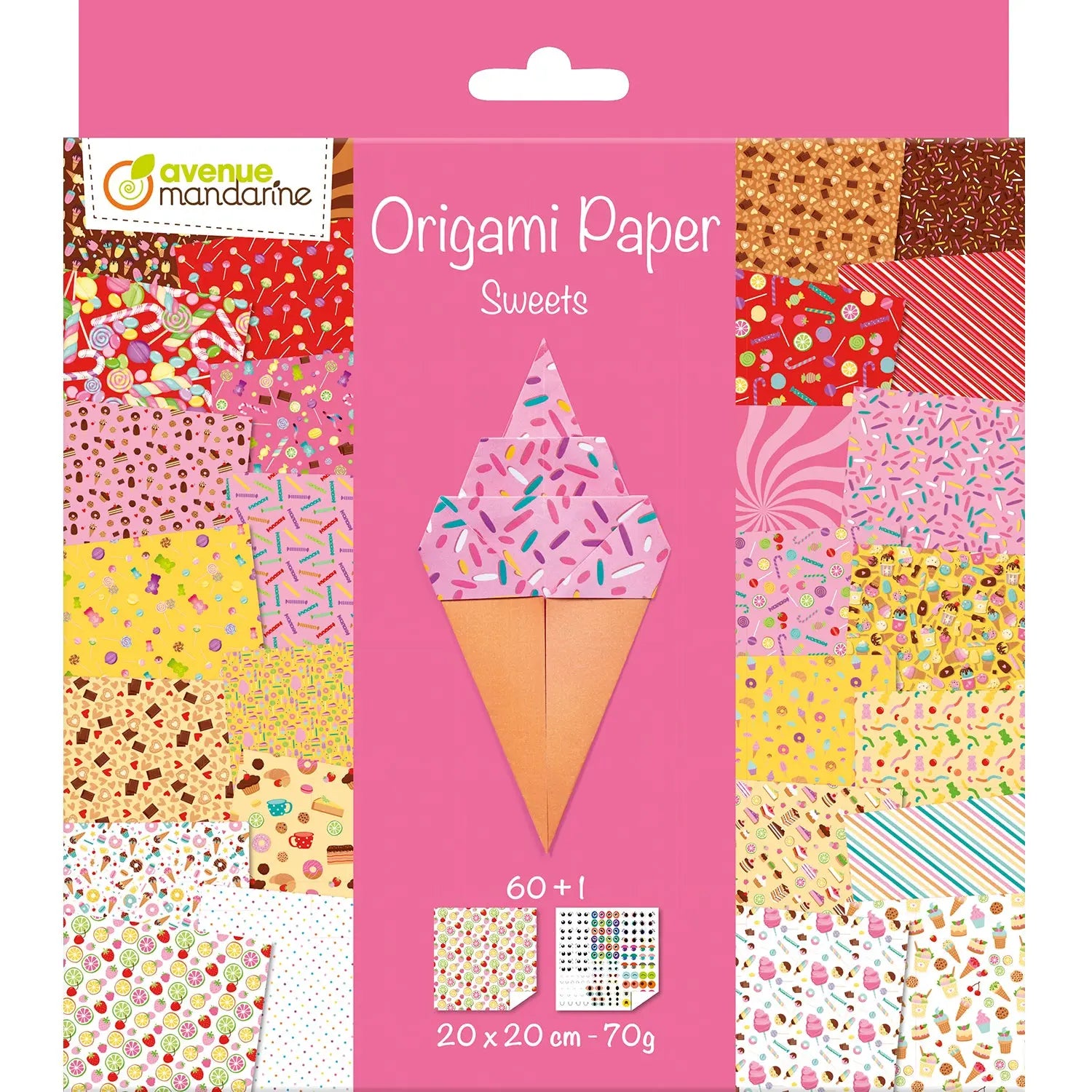 MANDARINE Origamipapier 20x20cm OR522C Sweets 70g 60 Blatt Idealshop