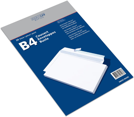 METTLER Couvert ohne Fenster B4 9096-120-S20 120g, ultraweiss 20 Stk. Idealshop