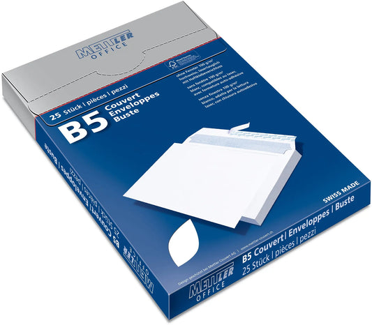 METTLER Couvert ohne Fenster B5 8096-100-S25 100g, ultraweiss 25 Stk. Idealshop