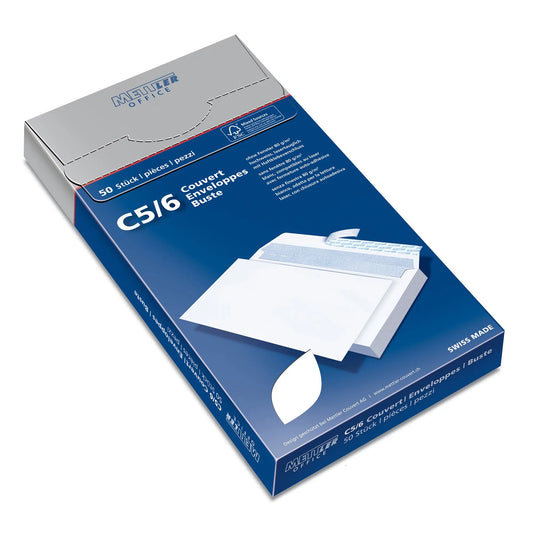METTLER Couvert ohne Fenster C5/6 7066-80-S50 80g,hochweiss,Kleber 50 Stk. Idealshop