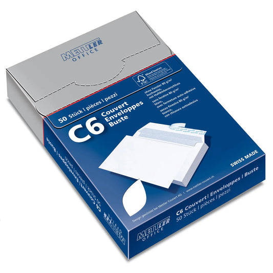 METTLER Couvert ohne Fenster C6 6066-80-S50 80g,hochweiss,Kleber 50 Stk. Idealshop