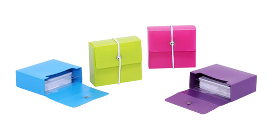 METZGER&MENDLE Karteikartenbox mit Gummi A8 66090380 ass. 4 Farben 5x6.9cm Idealshop
