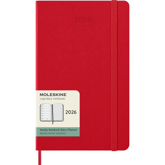 MOLESKINE Agenda Classic Large 2026 DHF212WN3Y26 1W/1S scharlachrot HC 13x21cm Idealshop