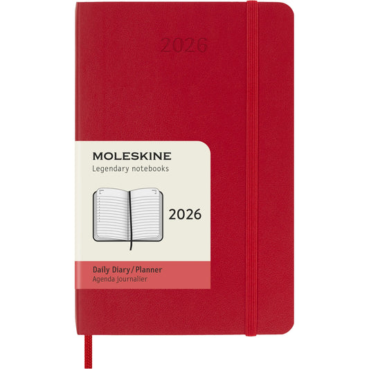 MOLESKINE Agenda Classic Pocket 2026 DSF212DC2Y26 1T/1S scharlachrot SC 9x14cm Idealshop