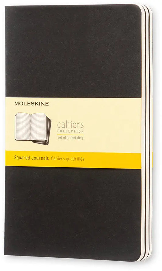 MOLESKINE Notizheft Cahier A5 496-3 kariert, schwarz 3 Stück Idealshop