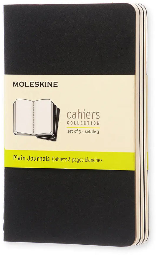 MOLESKINE Notizheft Cahier A6 704918 blanko, schwarz 3 Stück Idealshop