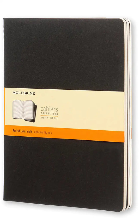 MOLESKINE Notizheft Cahier XL 25x19cm 705014 liniert, schwarz 3 Stück Idealshop