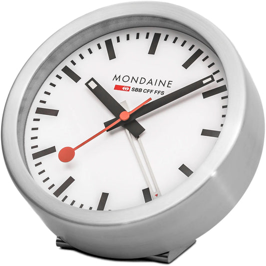MONDAINE Wand / Tischuhr 125mm A997.16SBB.1 weiss, Weckfunktion Idealshop