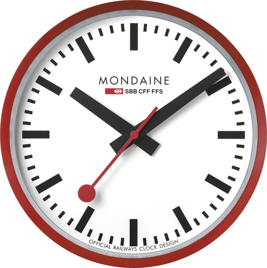 MONDAINE Wanduhr 250mm A990.11SBC rot/weiss Idealshop