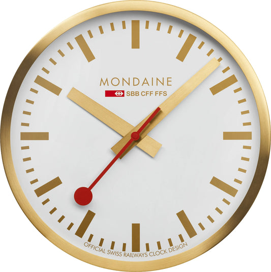 MONDAINE Wanduhr 250mm A990.18SBG weiss/gold Idealshop