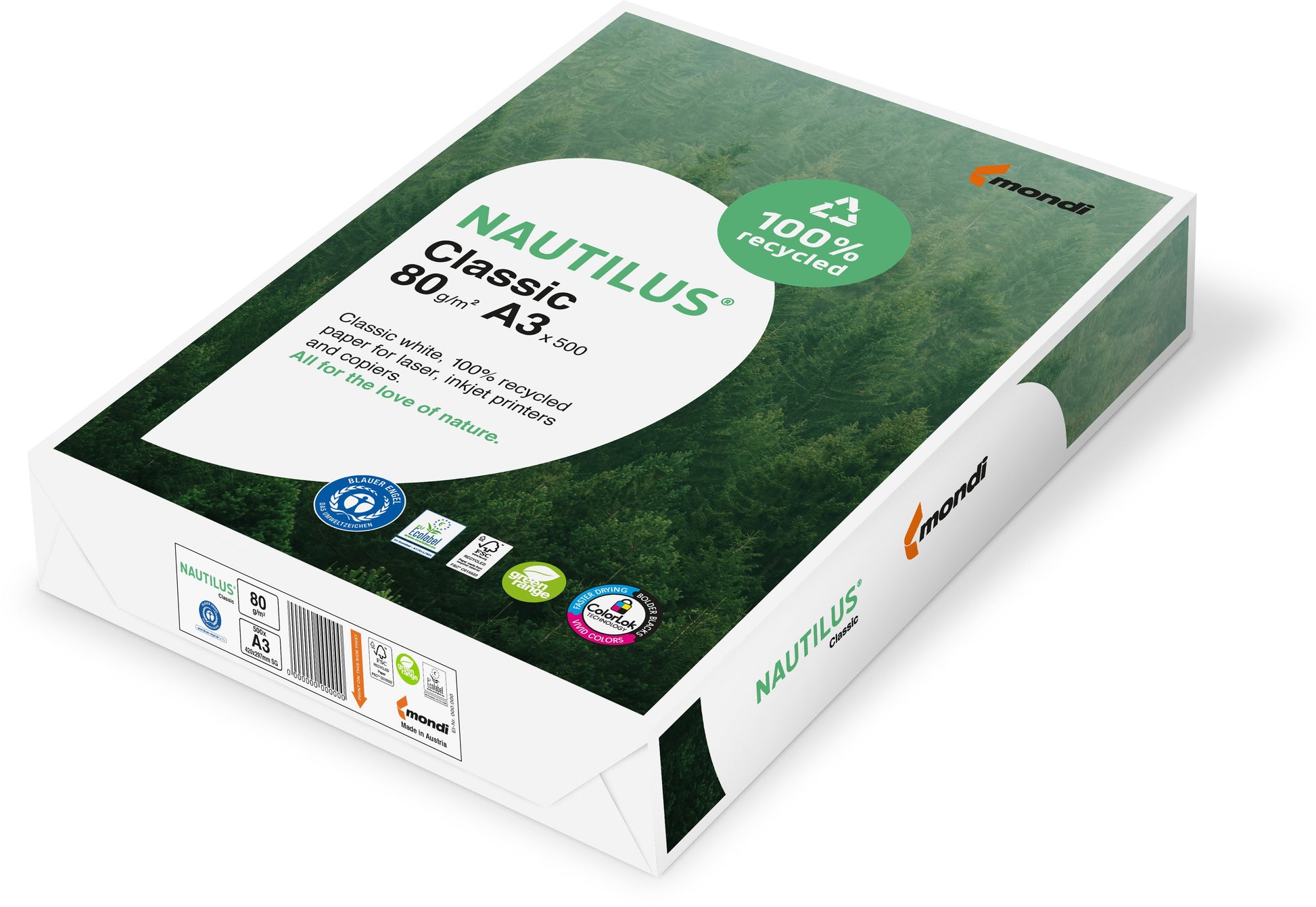 NAUTILUS CLASSIC Kopierpapier A3 88032444 80g, recycling 500 Blatt Idealshop