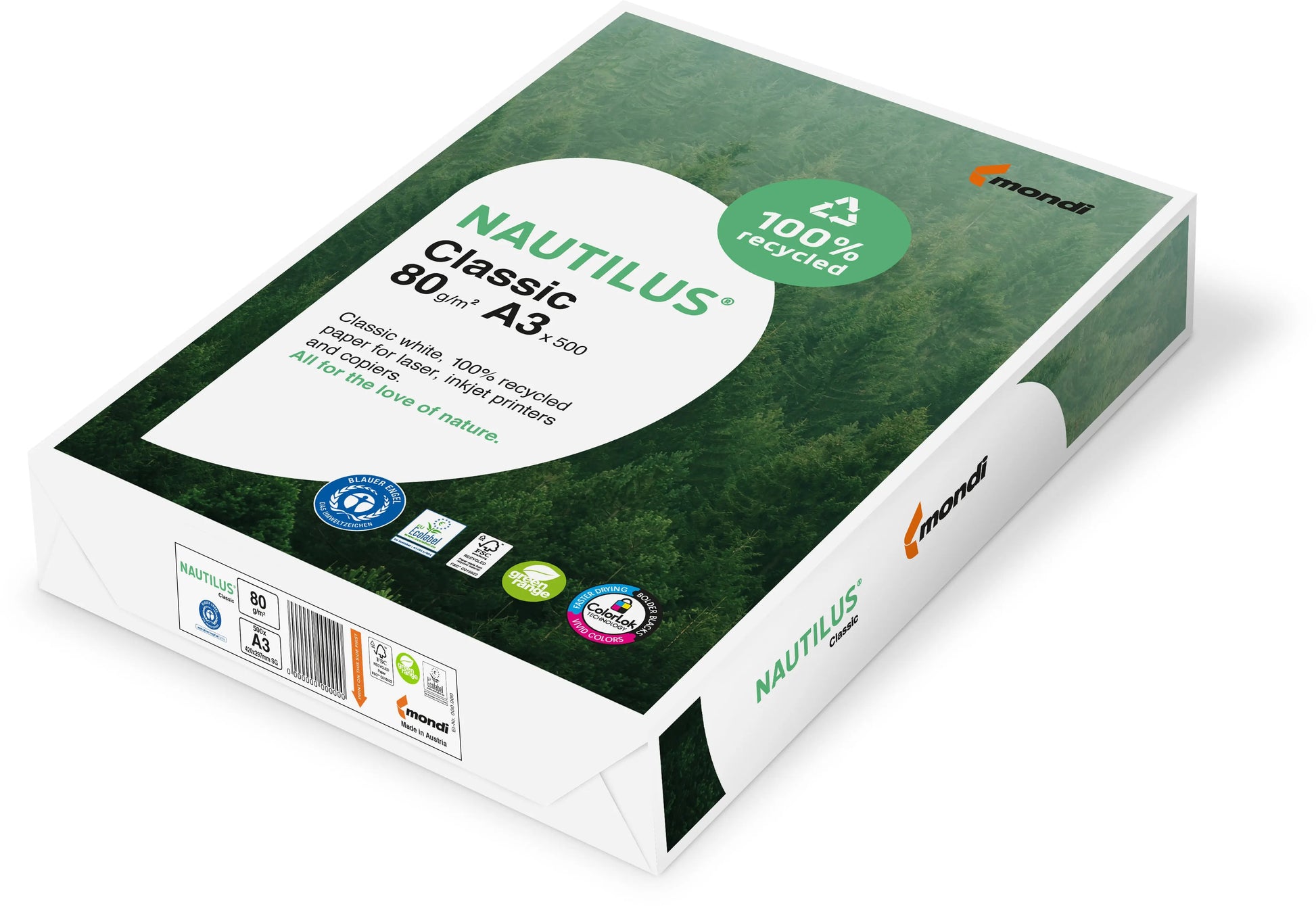 NAUTILUS CLASSIC Kopierpapier A3 88032444 80g, recycling 500 Blatt Idealshop
