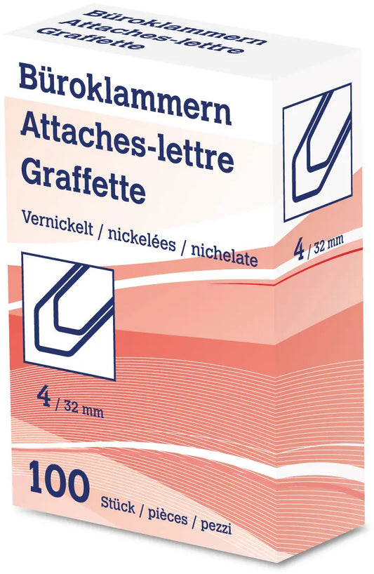 NEUTRAL Büroklammern Nr. 4 6206 32mm vernickelt 100 Stk. Idealshop
