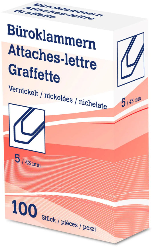 NEUTRAL Büroklammern Nr. 5 6208 43mm vernickelt 100 Stk. Idealshop