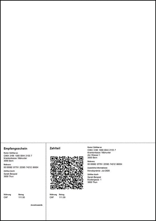 NEUTRAL Einzahlungsschein QR-Code A4 88315748 perforiert, 90g, 1000 Stück Idealshop
