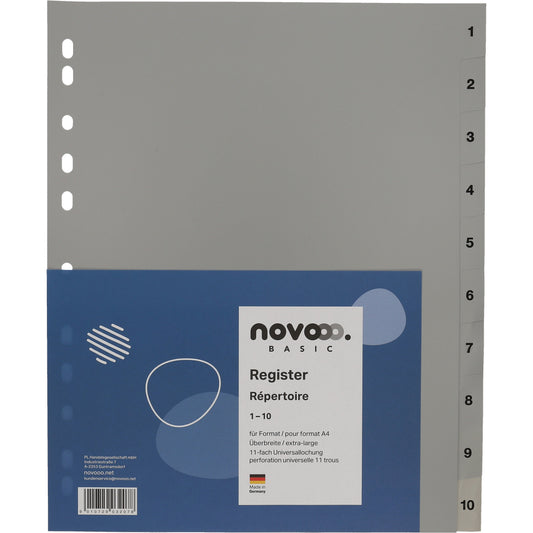 NOVOOO Register PP A4+ 40960 grau 1-10 Idealshop